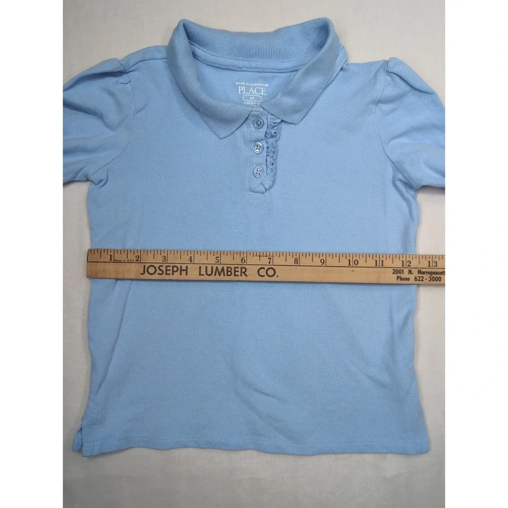 Lot Of 2 The Childrens Place Girl 5t Uniform Ruffle Soft Stretch Pique Polo Blue